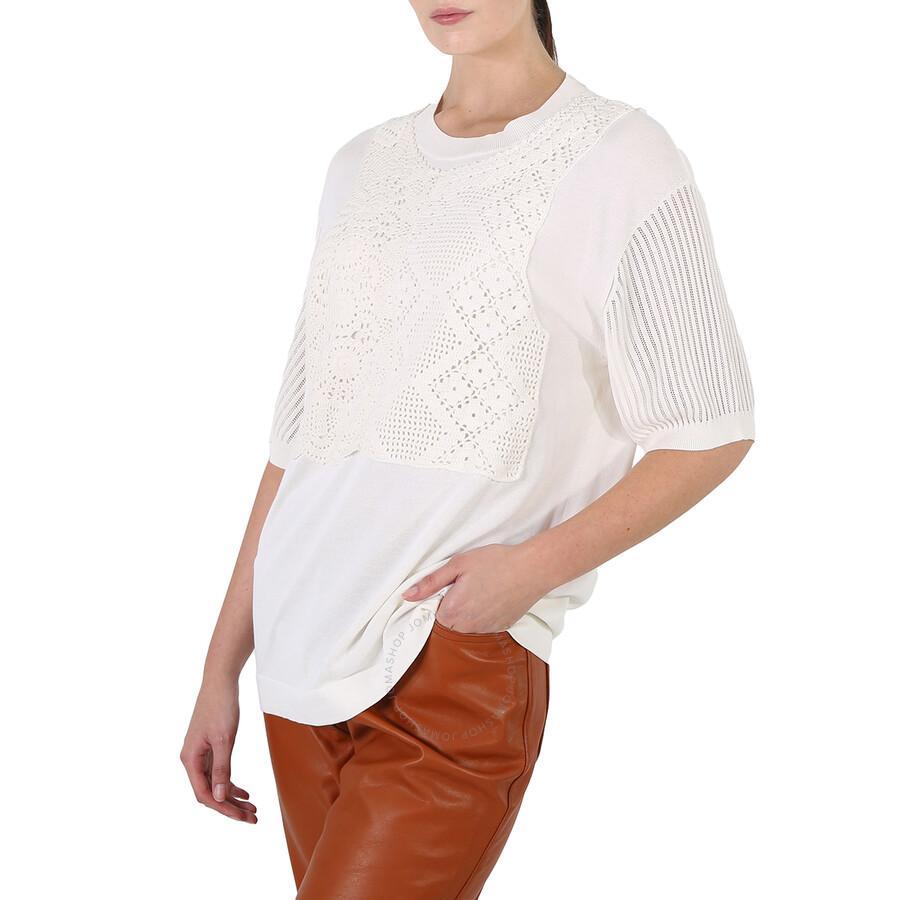 Chloe Ladies Iconic Milk Crochet Patch Shirt In White Product Image