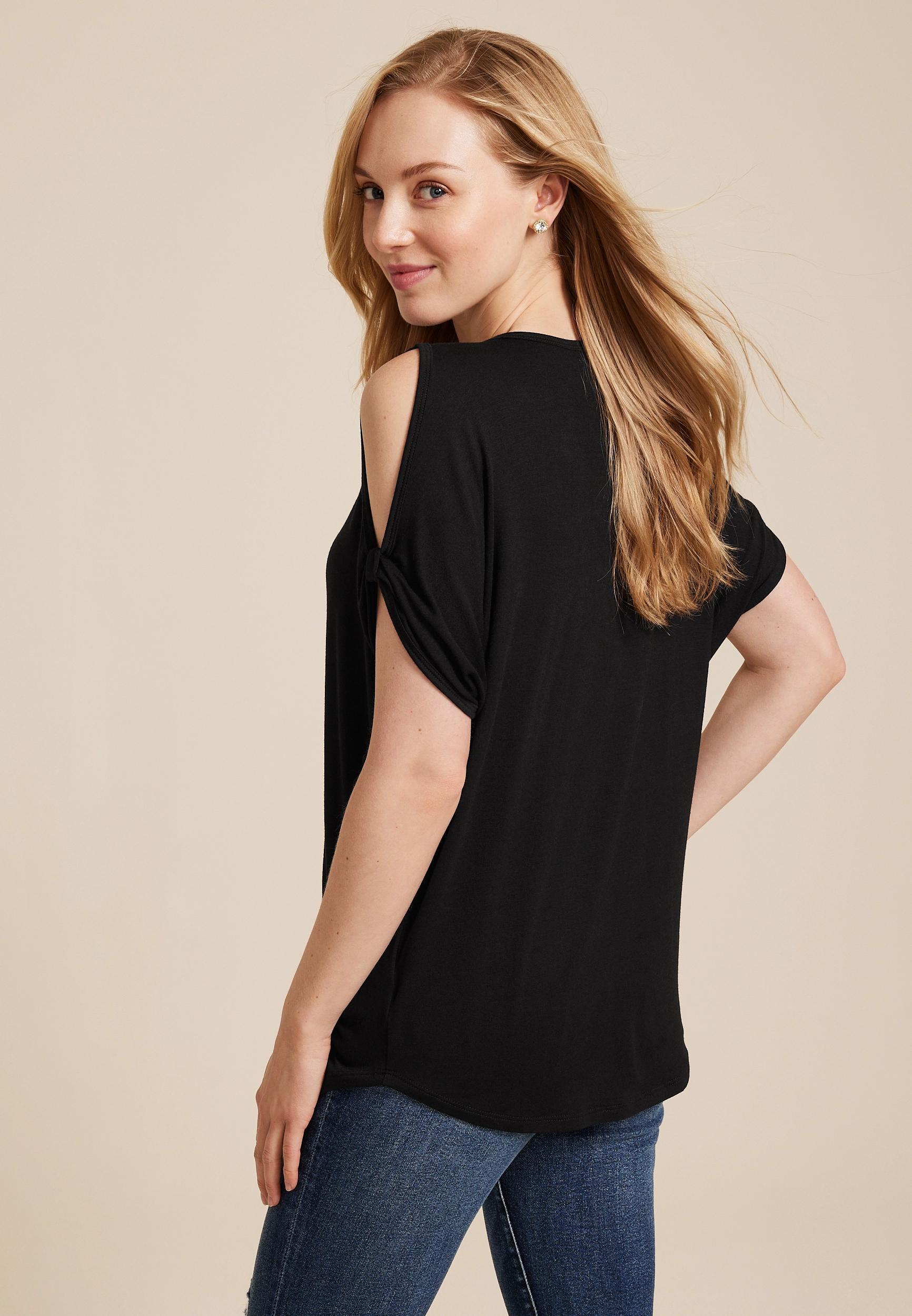 Cold Shoulder Short Sleeve Tee Product Image