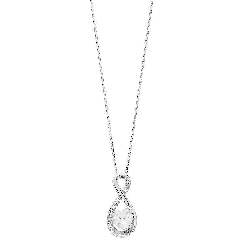 Gemminded Sterling Silver Gemstone Heart Infinity Pendant Necklace, Womens White Product Image