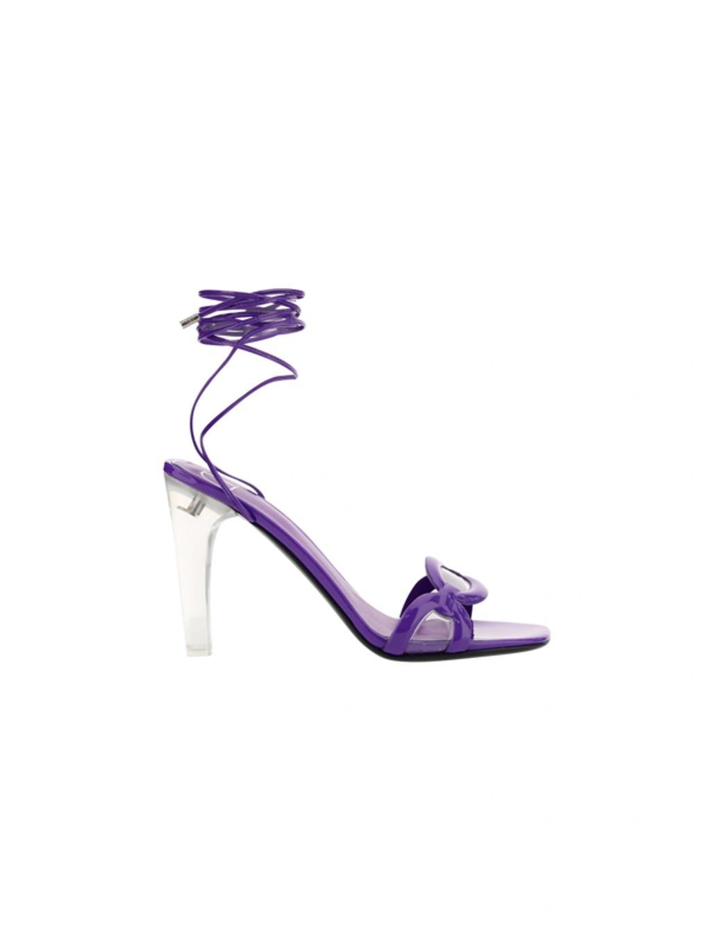 VALENTINO GARAVANI Chain 1967 Patent Sandals In Purple Product Image