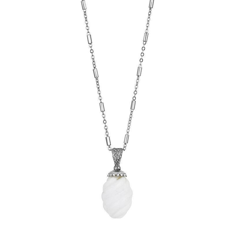 1928 Silver Tone Stone Pendant Necklace, Womens White Product Image