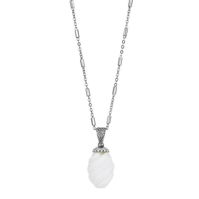 1928 Silver Tone Stone Pendant Necklace, Womens White Product Image