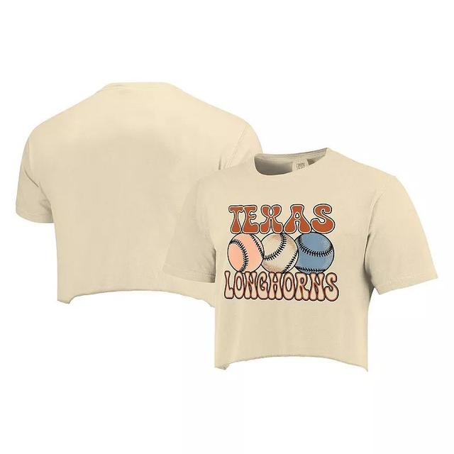 Womens Natural Texas Longhorns Comfort Colors Baseball Cropped T-Shirt Product Image