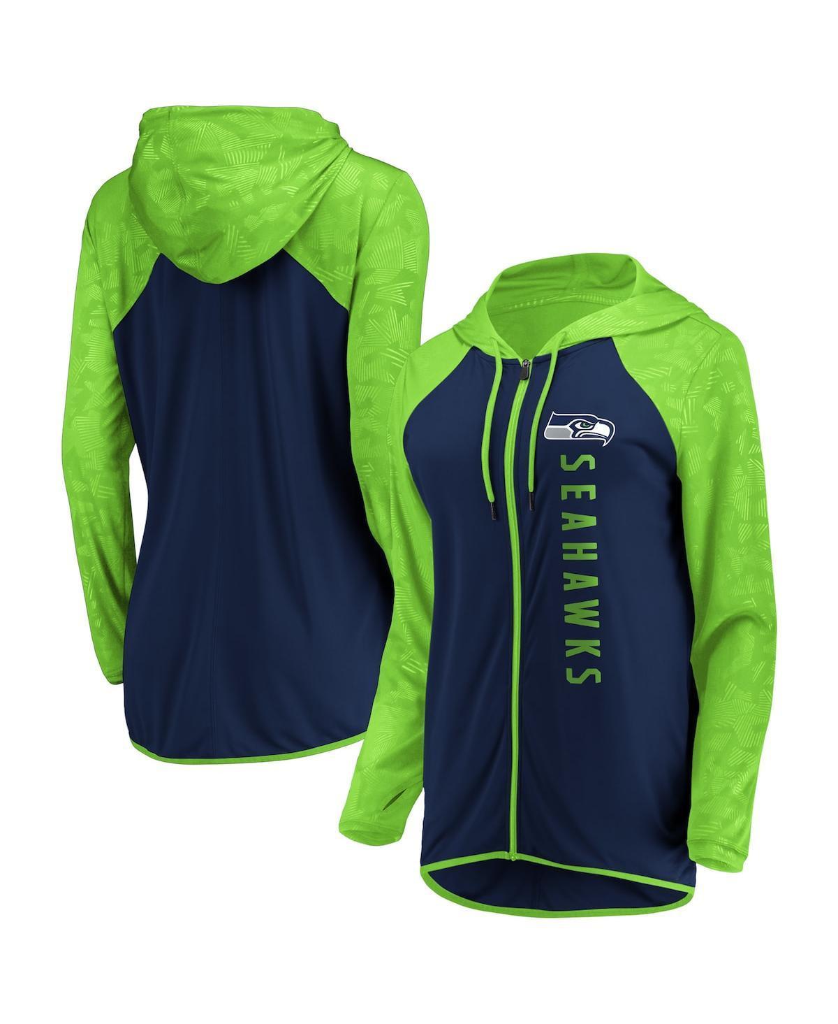 Womens Fanatics Branded College Seattle Seahawks Forever Fan Logo Full-Zip Hoodie Blue Product Image