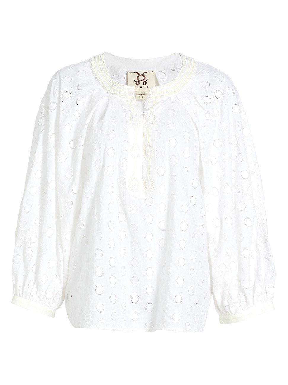 Womens Cristina Embroidered Cotton Blouse Product Image