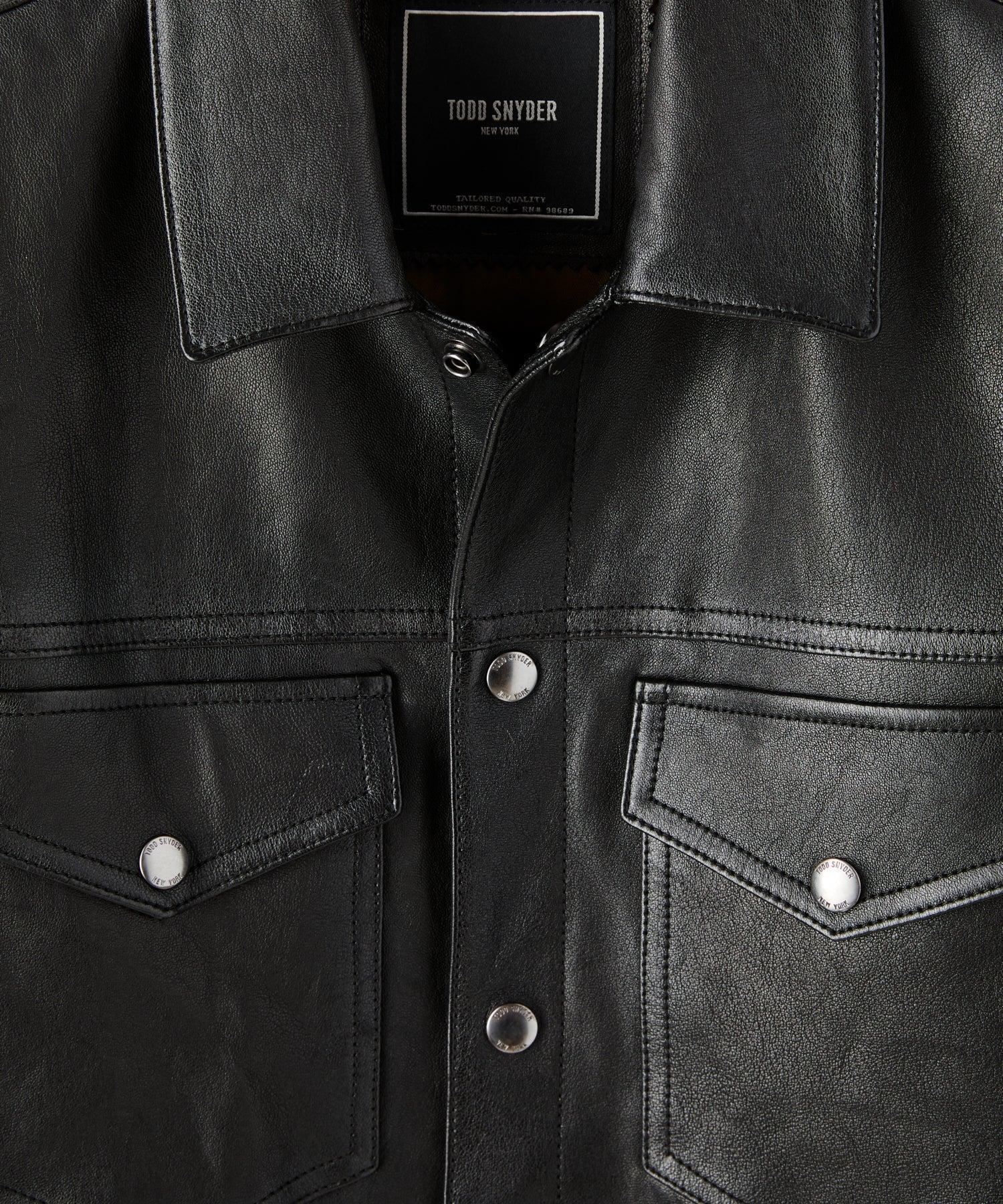 Italian Burnished Leather Dylan Jacket in Black Product Image