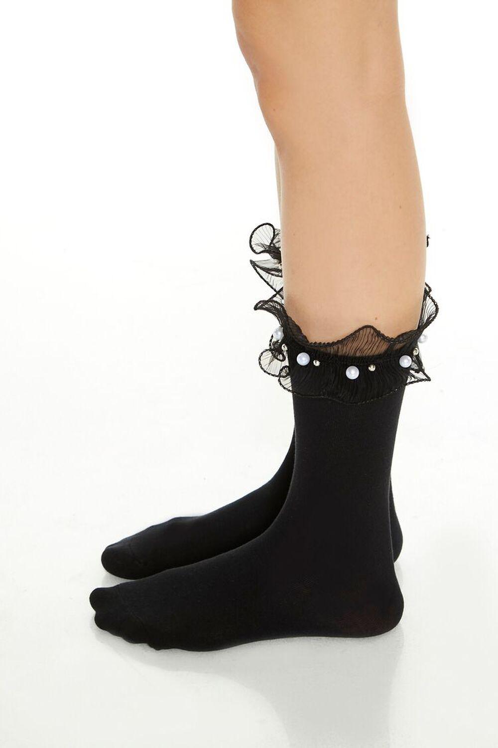 Ruffle & Faux Pearl Crew Socks | Forever 21 Product Image