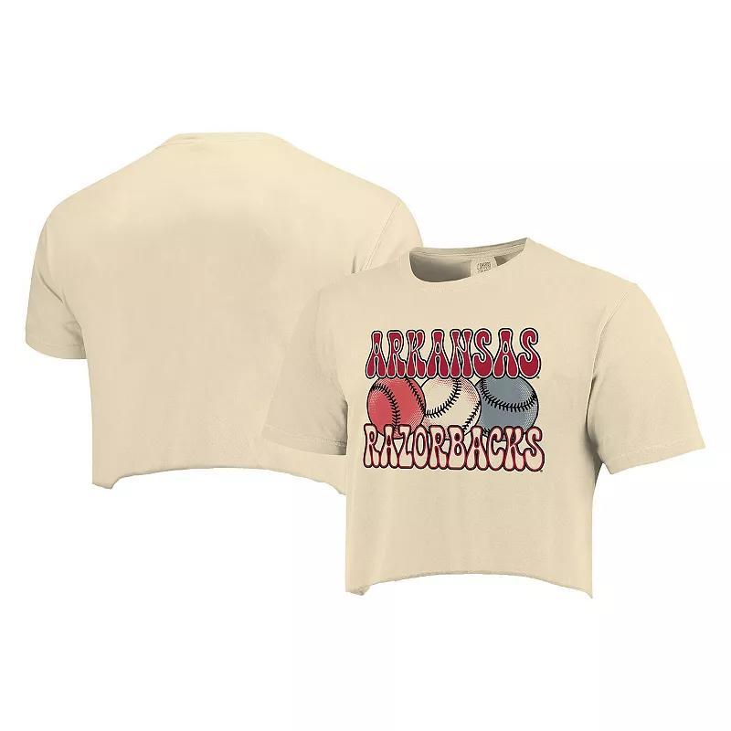 Womens Natural Arkansas Razorbacks Comfort Colors Baseball Cropped T-Shirt Product Image