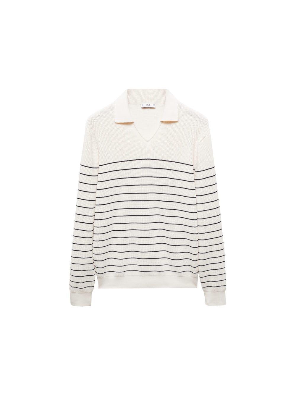 MANGO MAN - Striped knit sweater off whiteMen Product Image