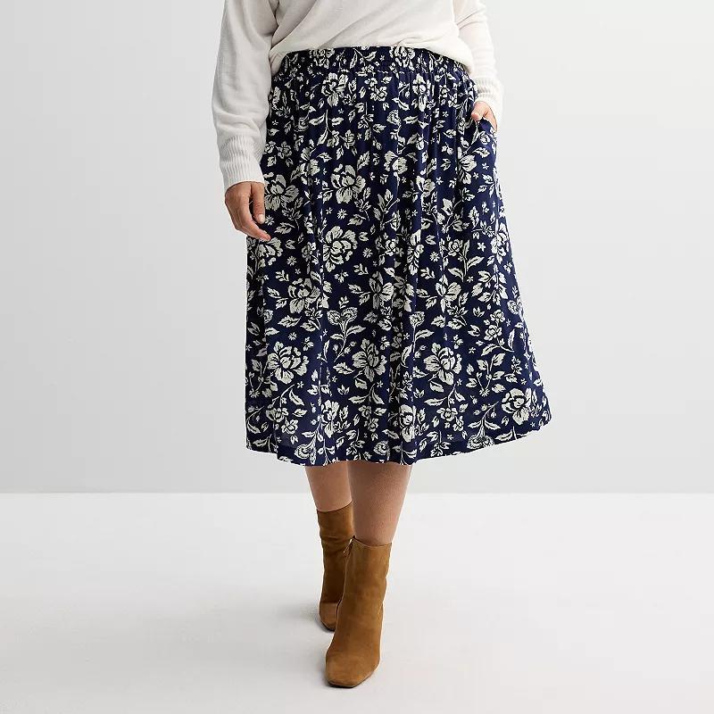 Plus Size Croft & Barrow Polished Front Pull-On Skirt, Womens Product Image