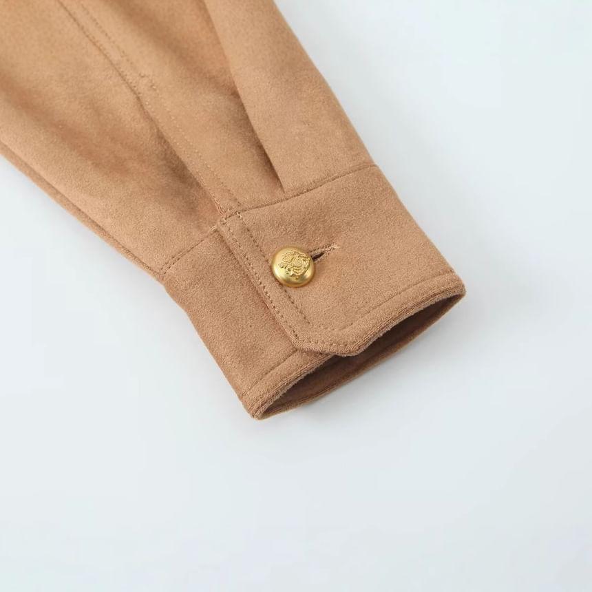 Faux Suede Button-Up Jacket Product Image