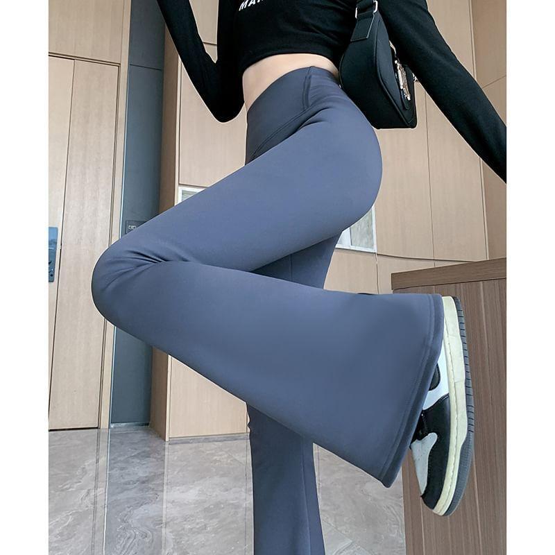 High Waist Plan Flared Yoga Pants Product Image