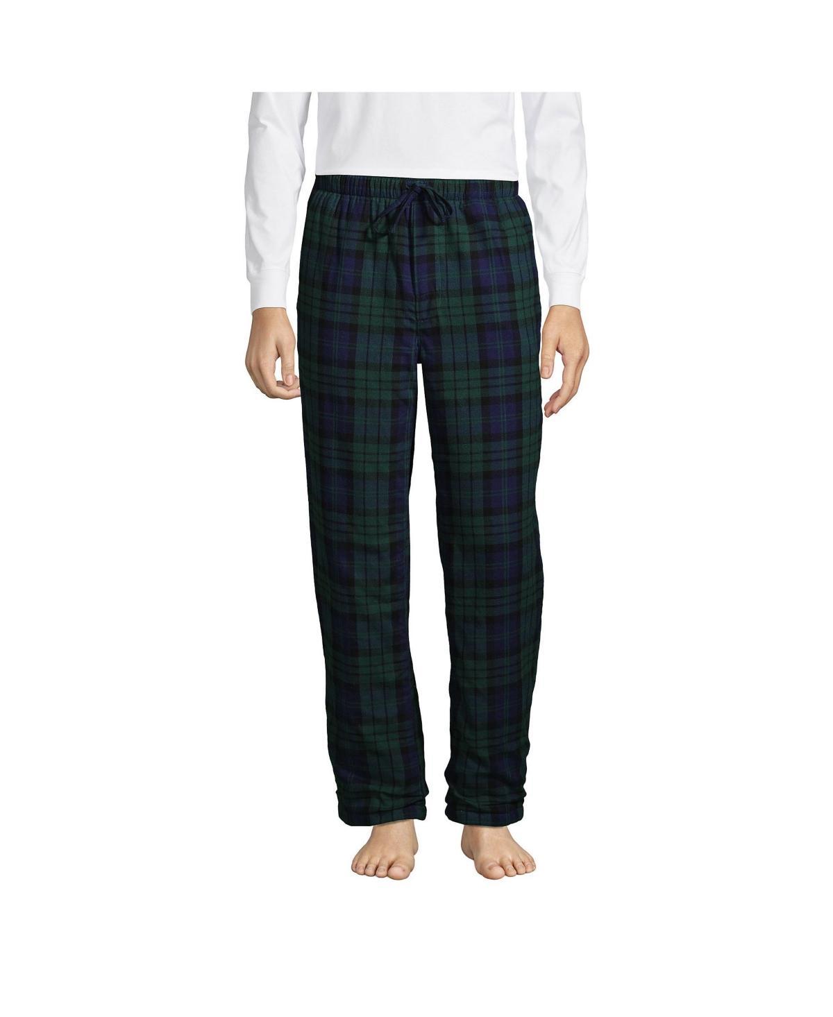 Big & Tall Lands End Plaid Sherpa-Lined Flannel Pajama Sleep Pants, Mens Dark Red Product Image