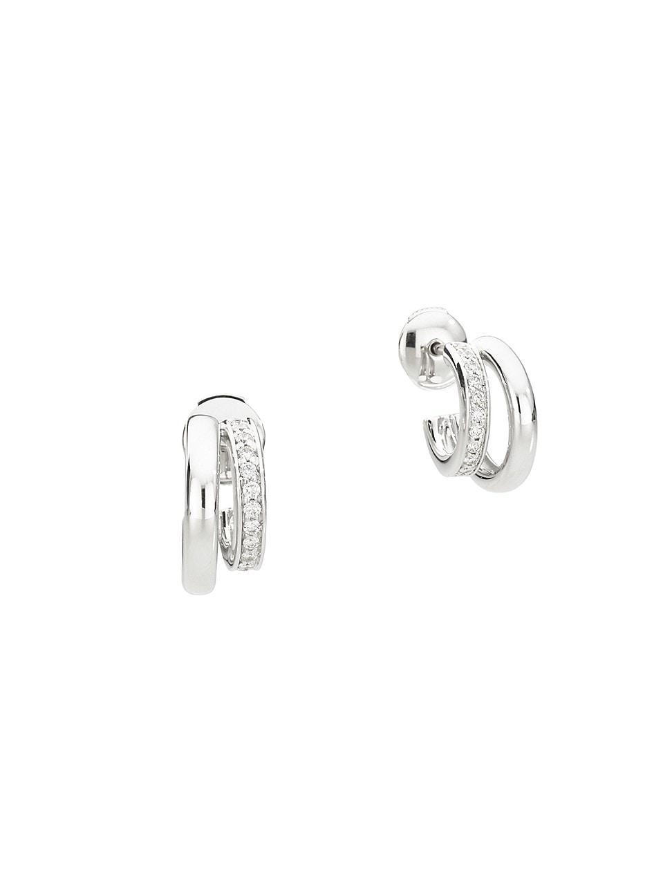 Womens Iconica 18K White Gold & Diamond Layered Hoop Earrings - White Gold Product Image