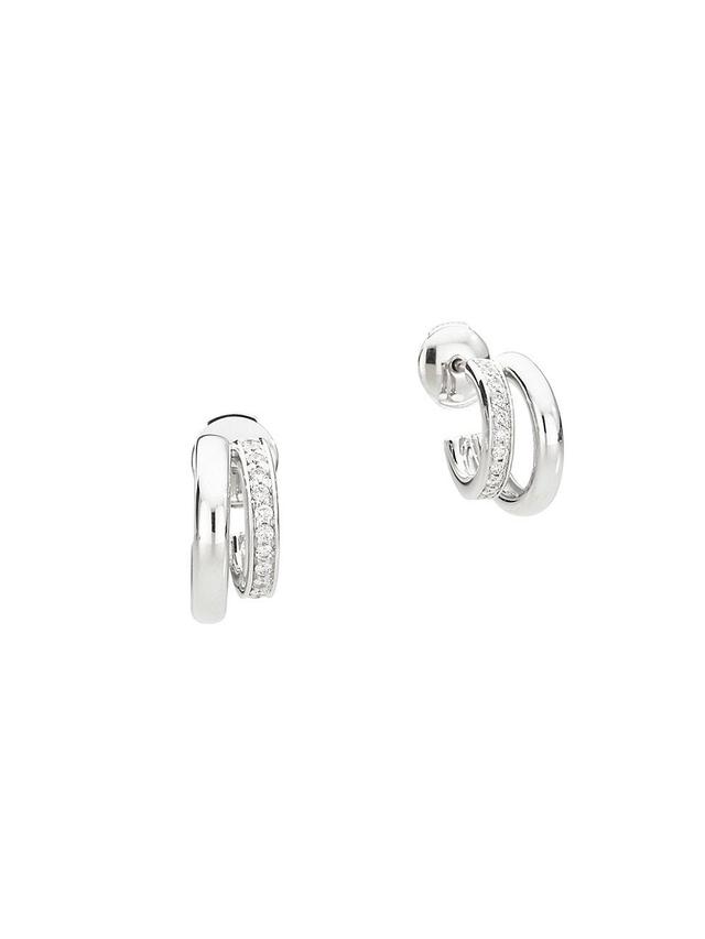 Womens Iconica 18K White Gold & Diamond Layered Hoop Earrings Product Image