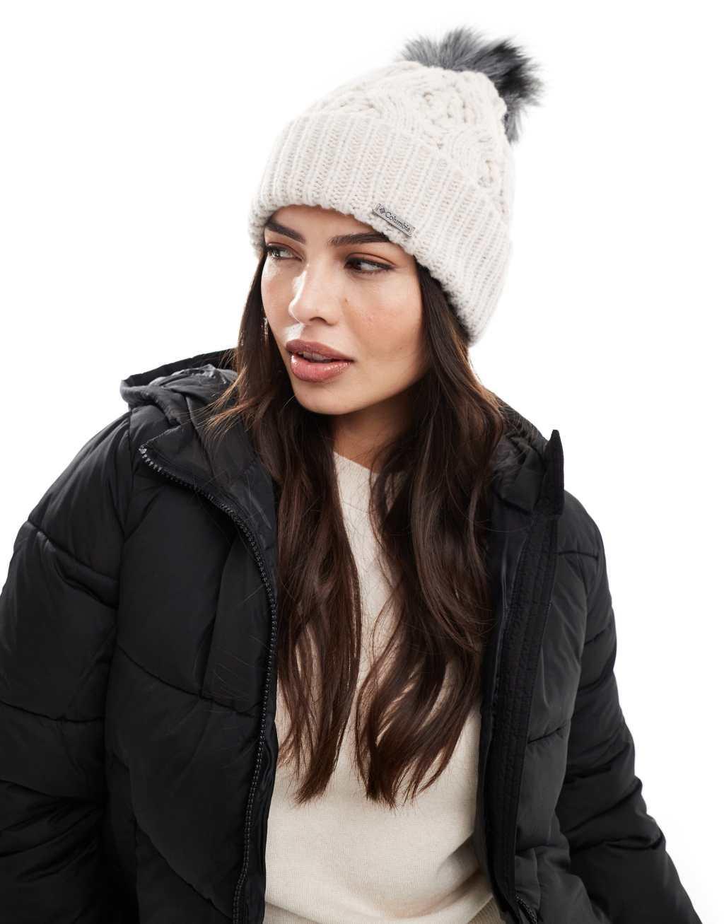 Columbia Boundless days cable knit pom beanie in dark stone Product Image