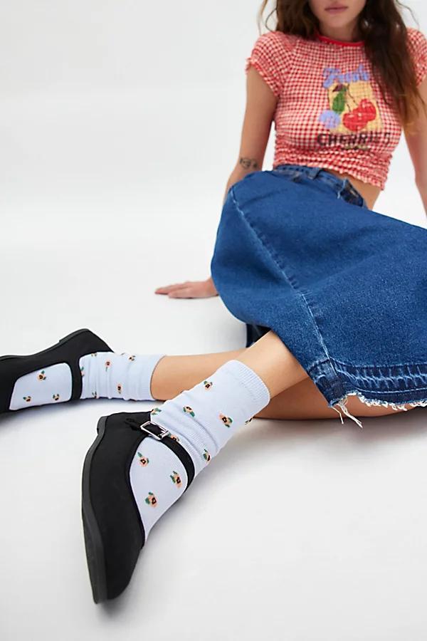 BAGGU Blue Rosette Crew Sock Womens at Urban Outfitters Product Image