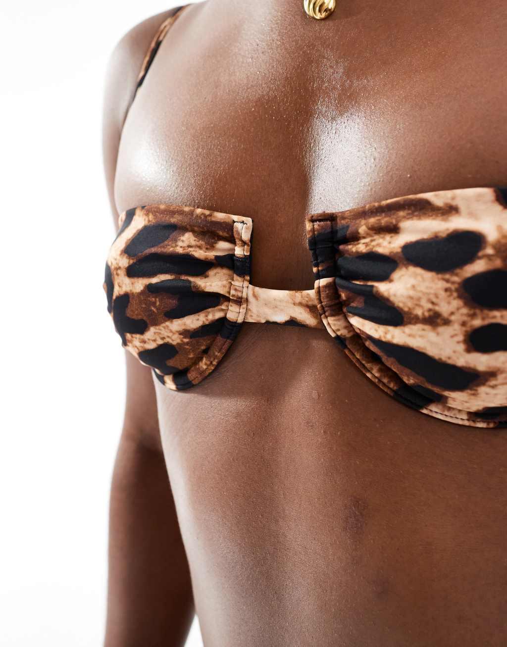 Free Society underwire bikini top In leopard Product Image