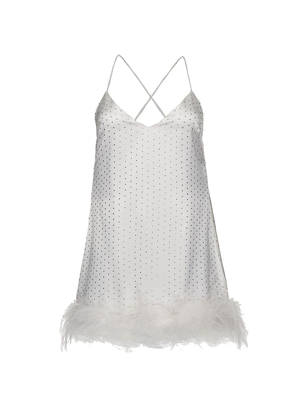 retrofete Susana Feather Dress in White. - size L (also in S, XL, XS) Product Image