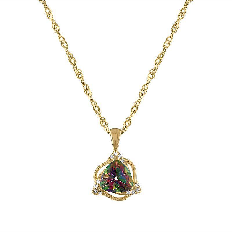 Tiara 14k Gold Over Sterling Silver Mystic Topaz & Diamond Accent Pendant, Womens, Gold Tone Product Image