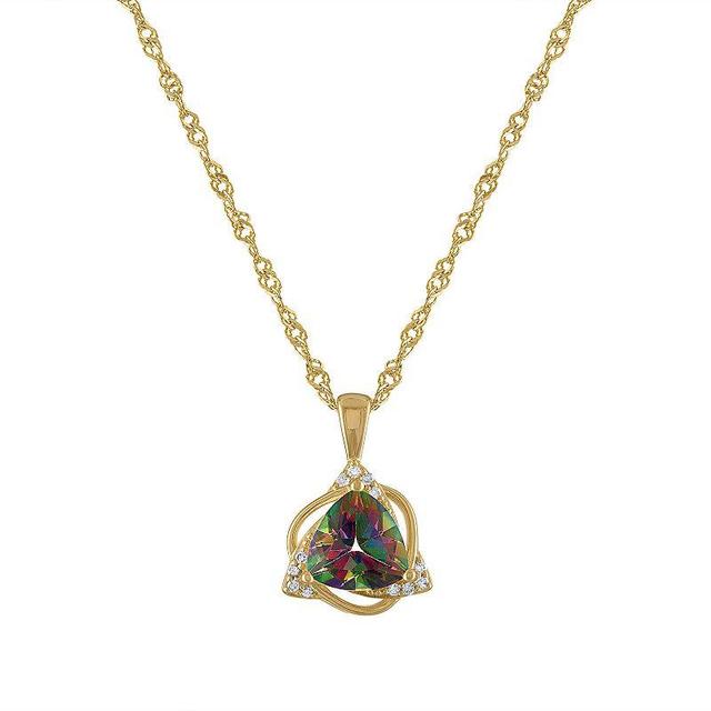 Tiara 14k Gold Over Sterling Silver Mystic Topaz & Diamond Accent Pendant, Womens, Gold Tone Product Image