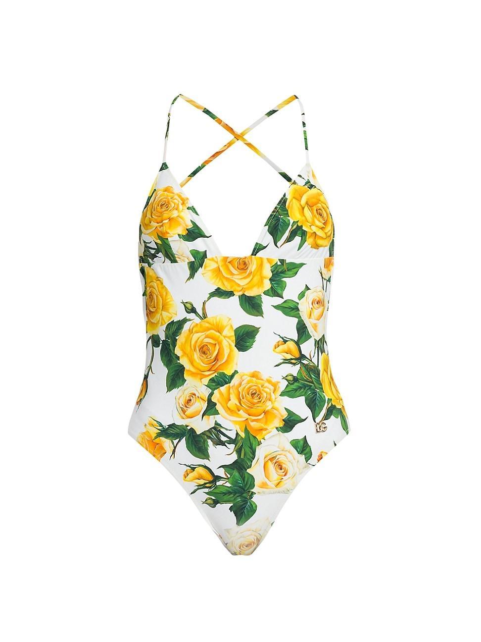 Rose-Print One-Piece Swimsuit Product Image