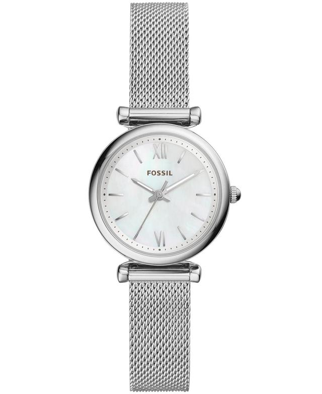 Fossil Womens Carlie Three-Hand Stainless Steel Mesh Bracelet Watch Product Image