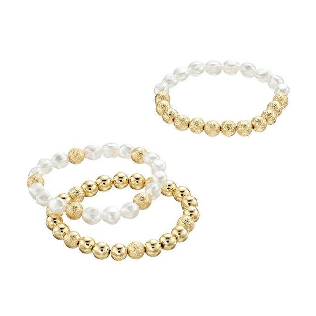 PANNEE BY PANACEA Gold Tone Simulated Pearl Beaded Stretch Bracelets Set, Womens Product Image