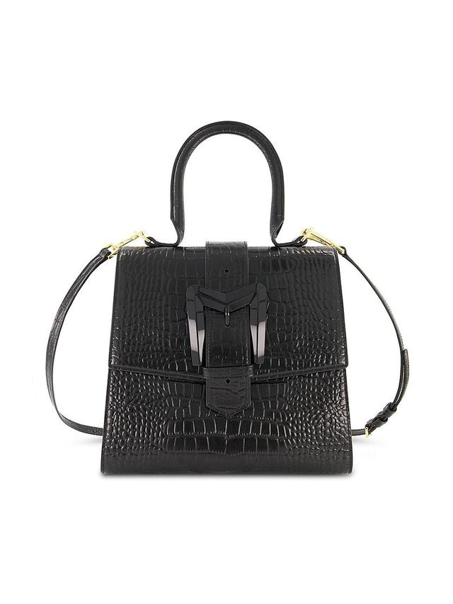 Womens Medium Crocodile-Embossed Leather Top Handle Bag Product Image