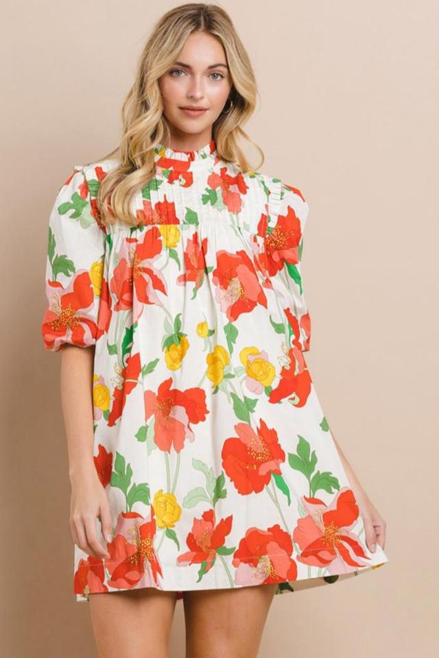 Printed Short Sleeve Dress Product Image