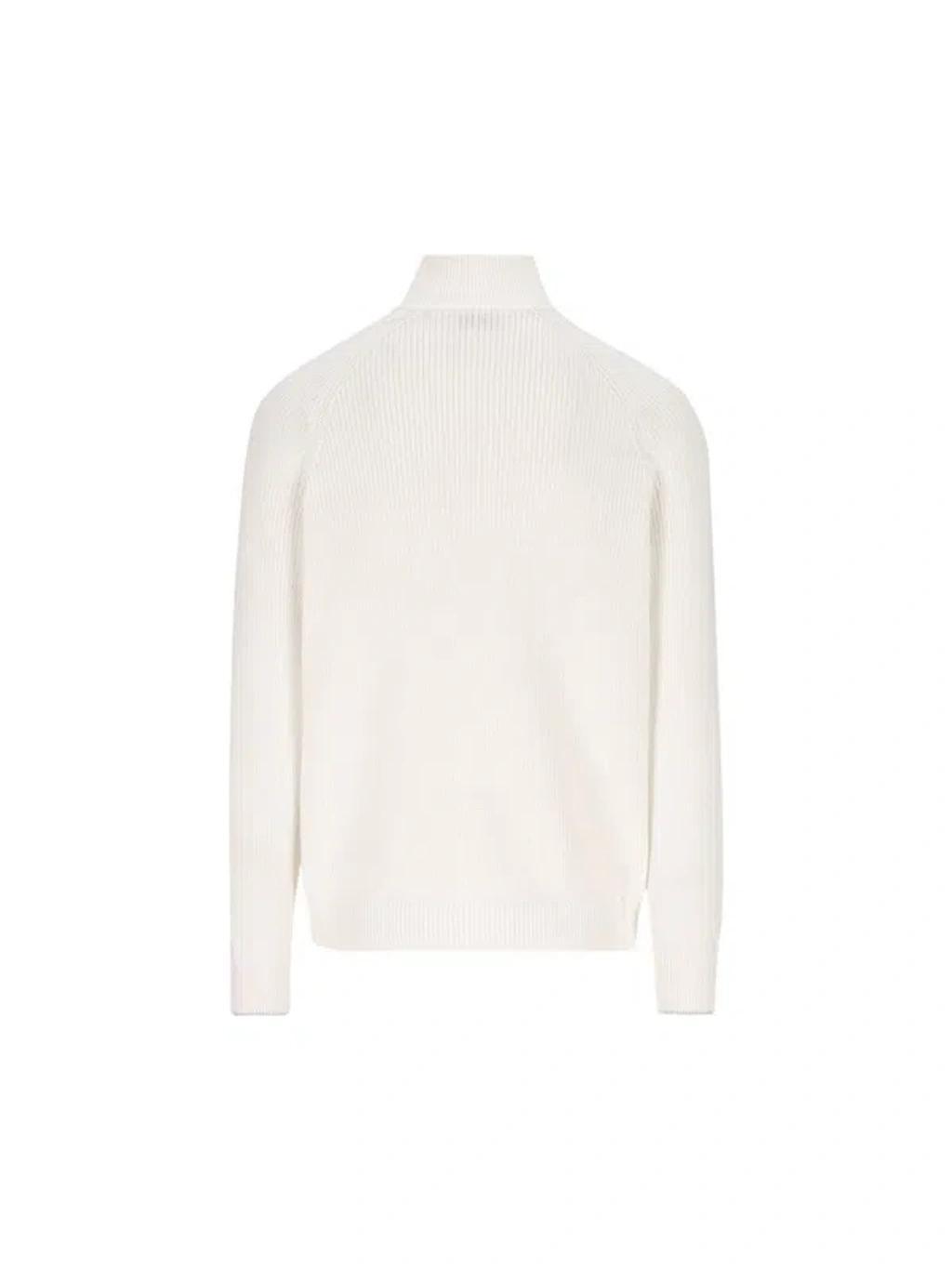 BRUNELLO CUCINELLI High Neck Knitted Zip In Panama+fog Product Image