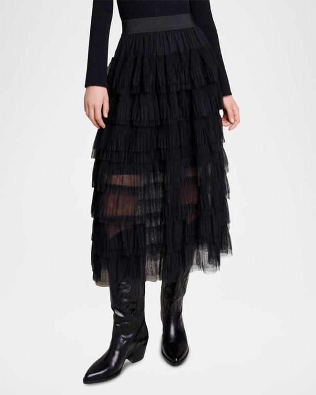 Josepha Layered Tulle Midi Skirt Product Image