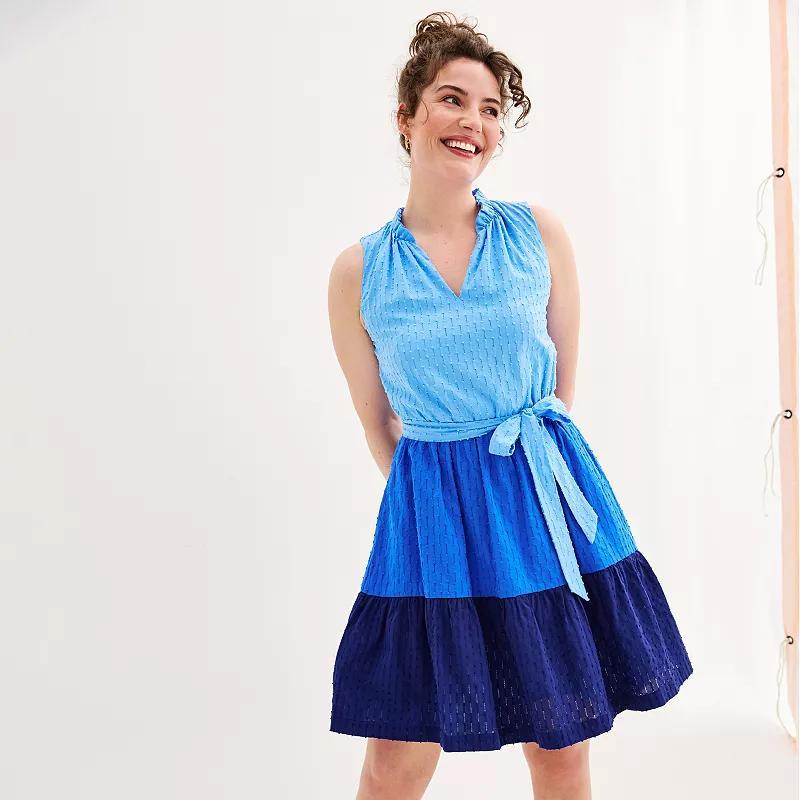 Womens Draper James Ruffle Neck Tiered Dress Product Image