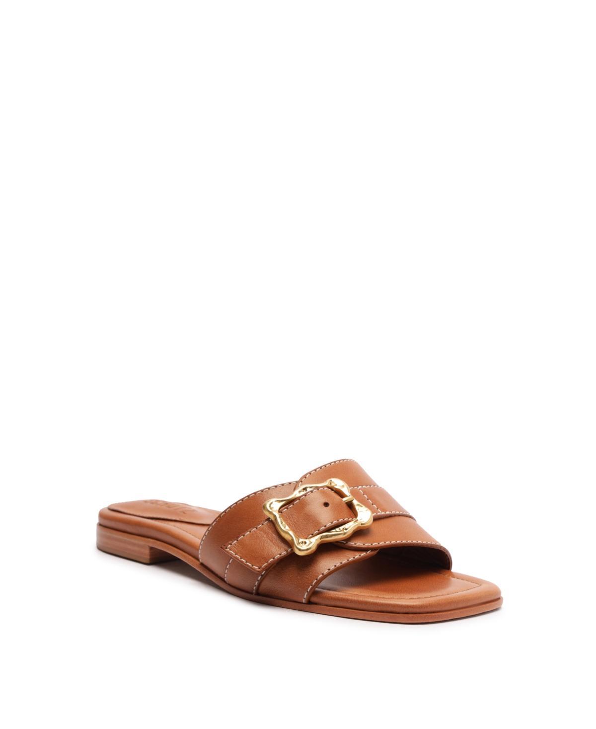 Womens Wavy Ornament-Buckle Leather Sandals Product Image