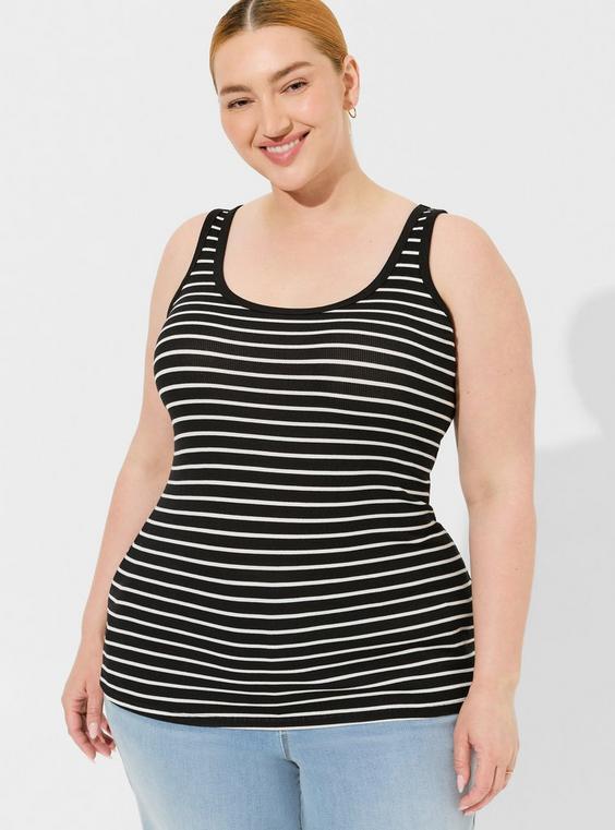 Cotton Modal Rib Double Scoop Neck Tank Product Image