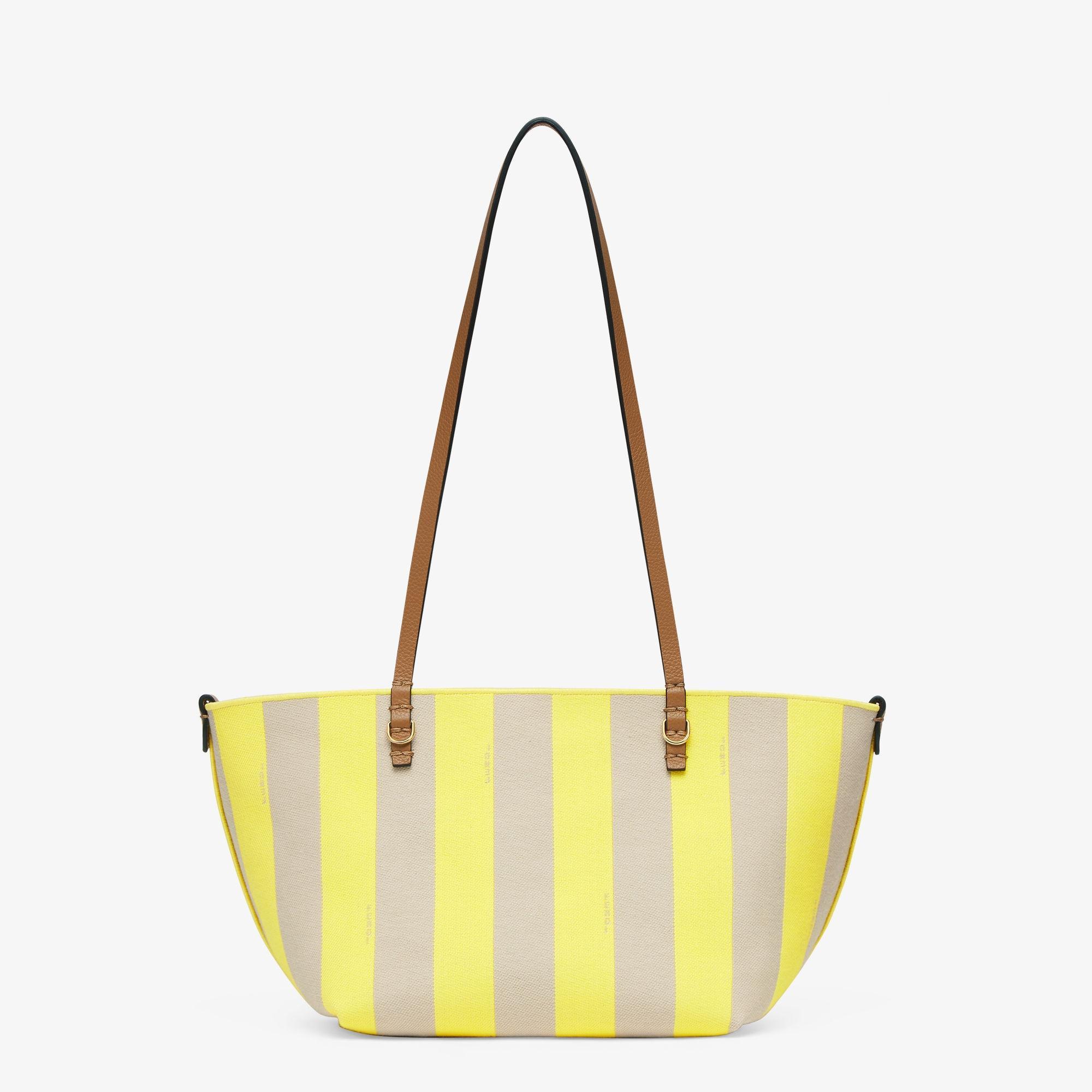 Small RollReversible shopper in Pequin striped and yellow FF fabric Product Image