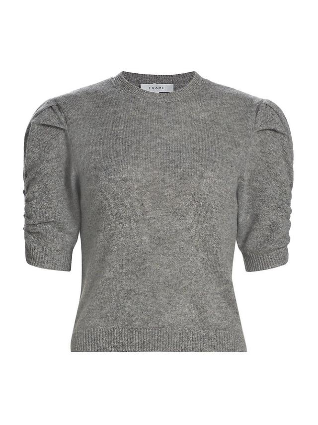 Womens Ruched Sleeve Cashmere-Wool Sweater Product Image