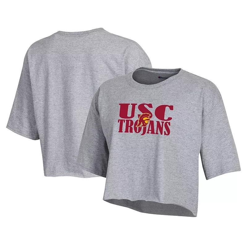 Womens Champion Gray USC Trojans Boyfriend Cropped T-Shirt Product Image