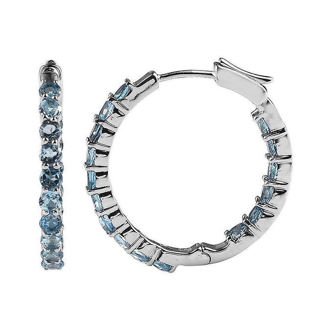 Sterling Silver Blue Topaz Inside-Out Hoop Earrings, Womens Product Image