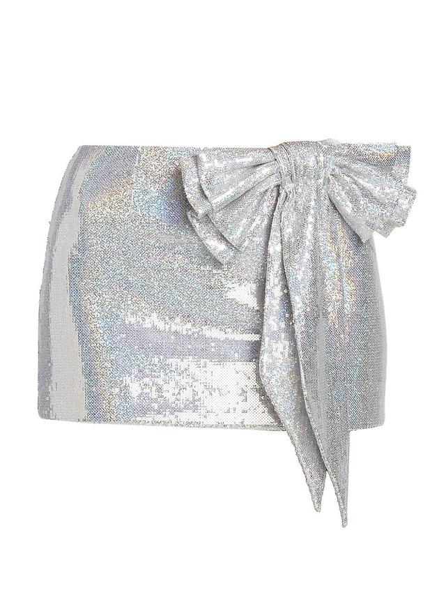 Womens Sequin Bow Micro Miniskirt Product Image