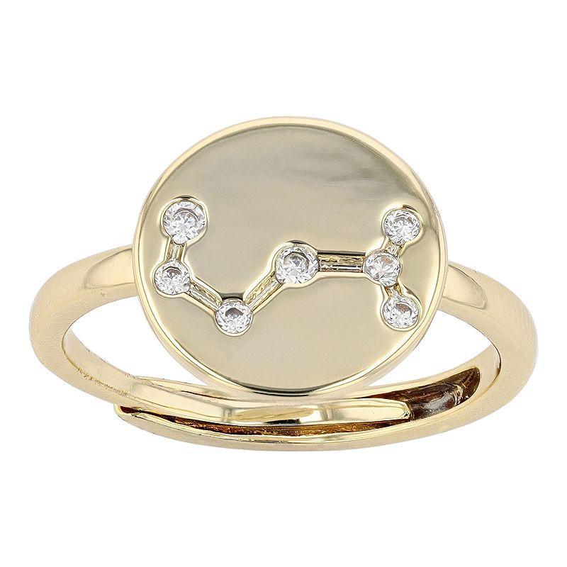 City Luxe Horoscope Cubic Zirconia Disk Horoscope Adjustable Ring, Womens, Gold Tone Capricorn Product Image