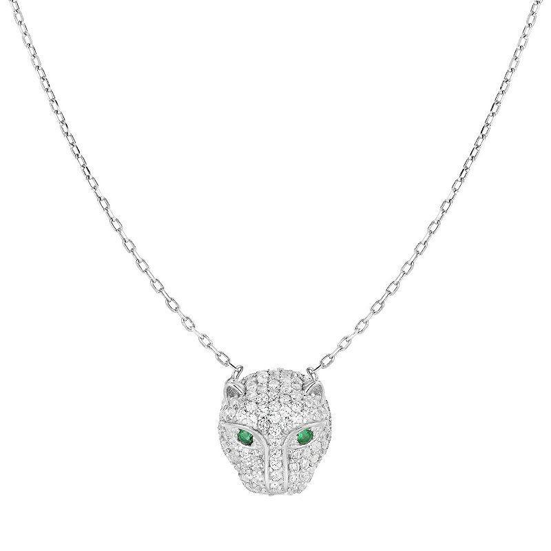 Sunkissed Sterling Cubic Zirconia Panther Pendant Necklace, Womens Multicolor Product Image