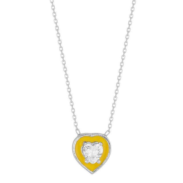 Sunkissed Sterling Cubic Zirconia Heart Pendant Necklace, Womens Silver Product Image