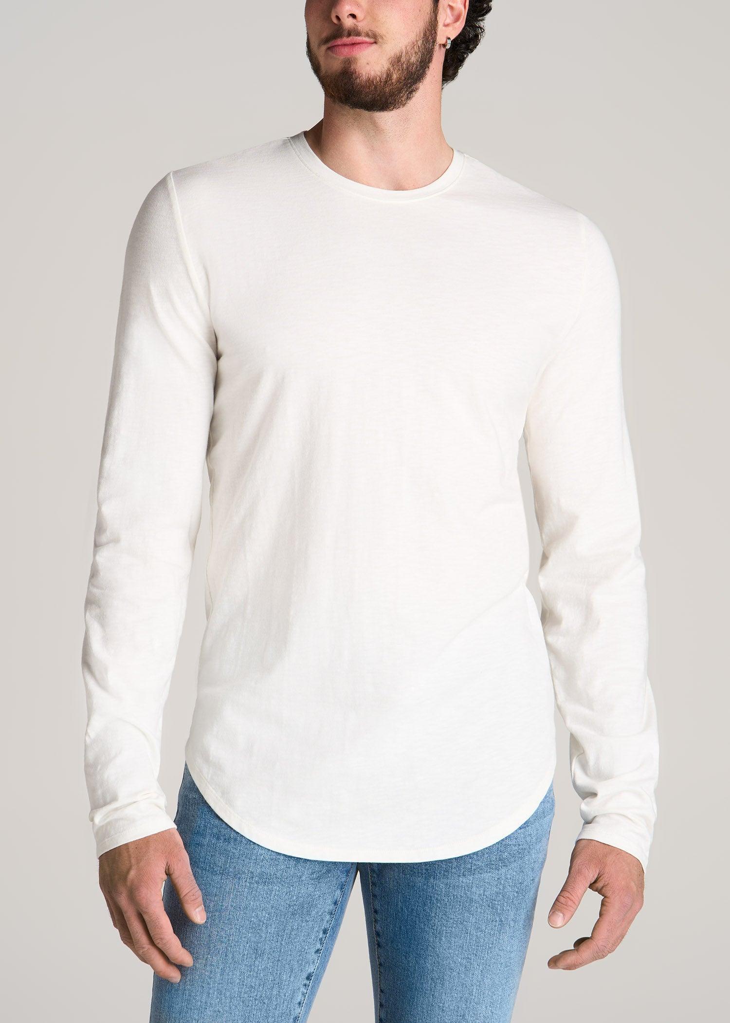 Slub Long Sleeve Scoop Tall Men's Tee in Ecru Product Image