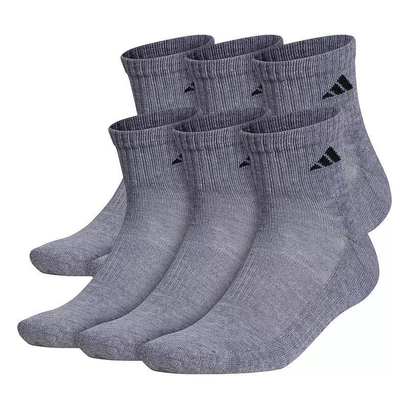 adidas Mens adidas Athletic 6-Pack Cushioned Quarter Socks - Mens White/Black Product Image