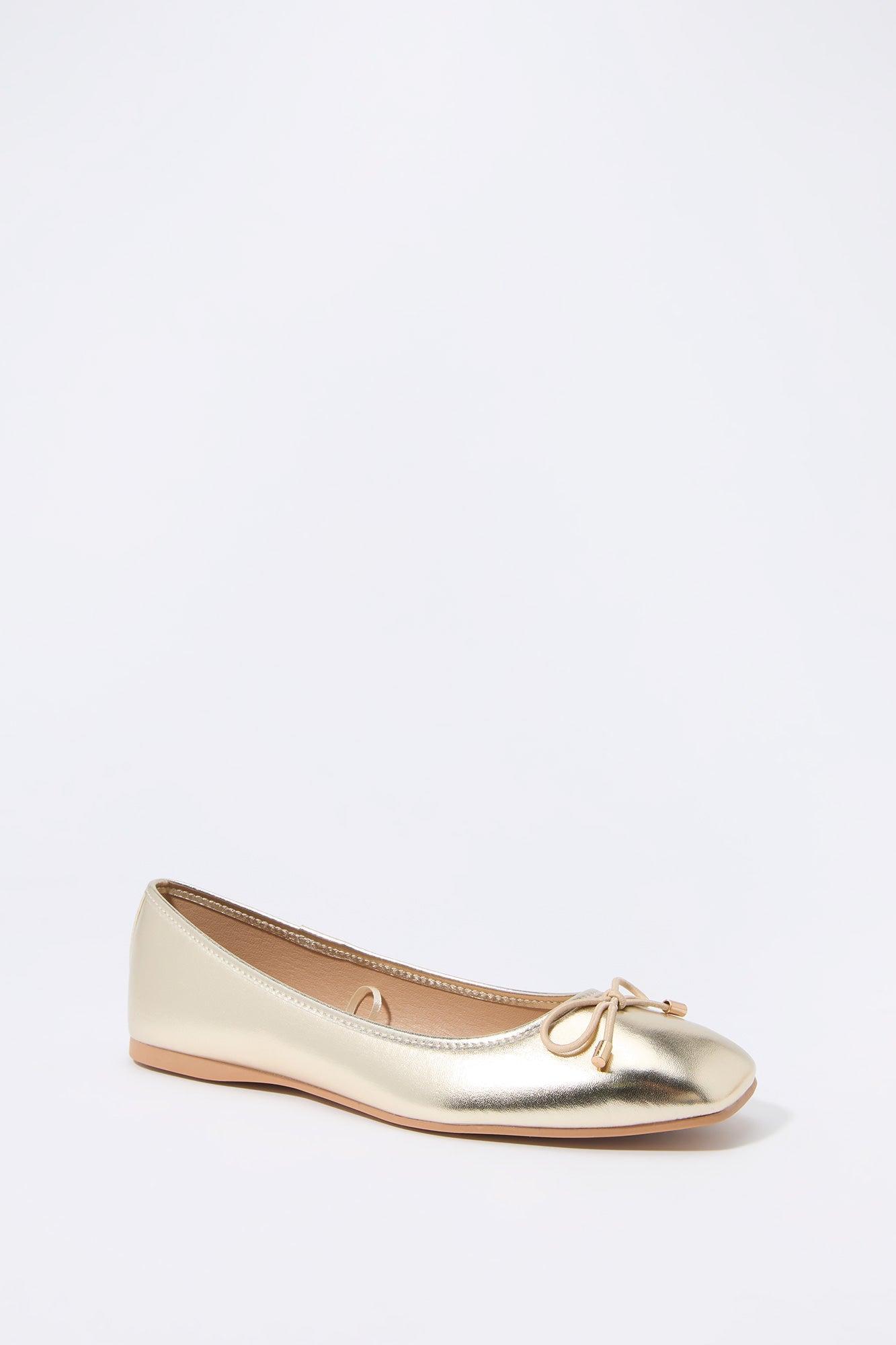 Metallic Bow Ballet Flat Female Product Image