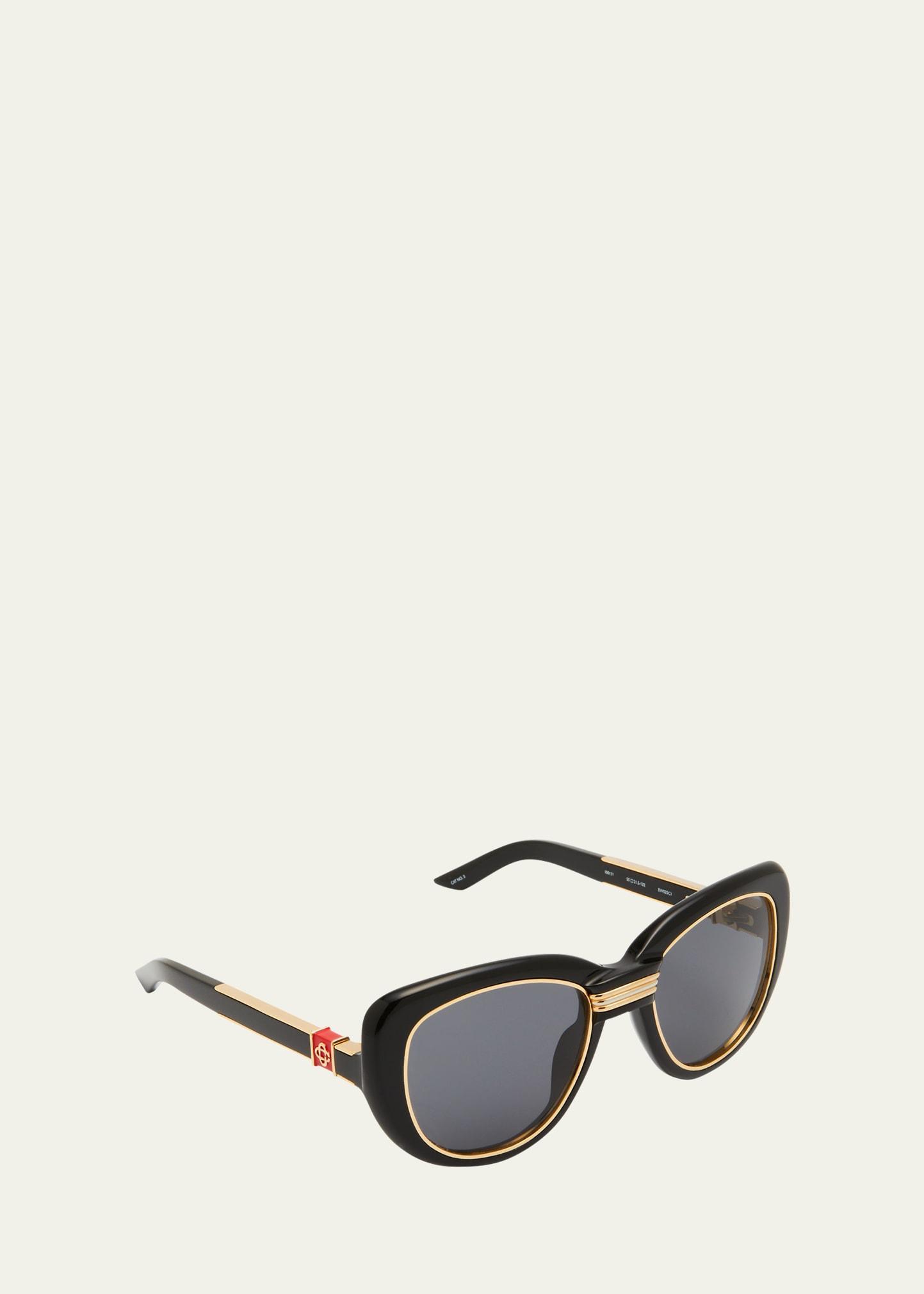 Golden Rim Acetate & Nylon Cat-Eye Sunglasses Product Image