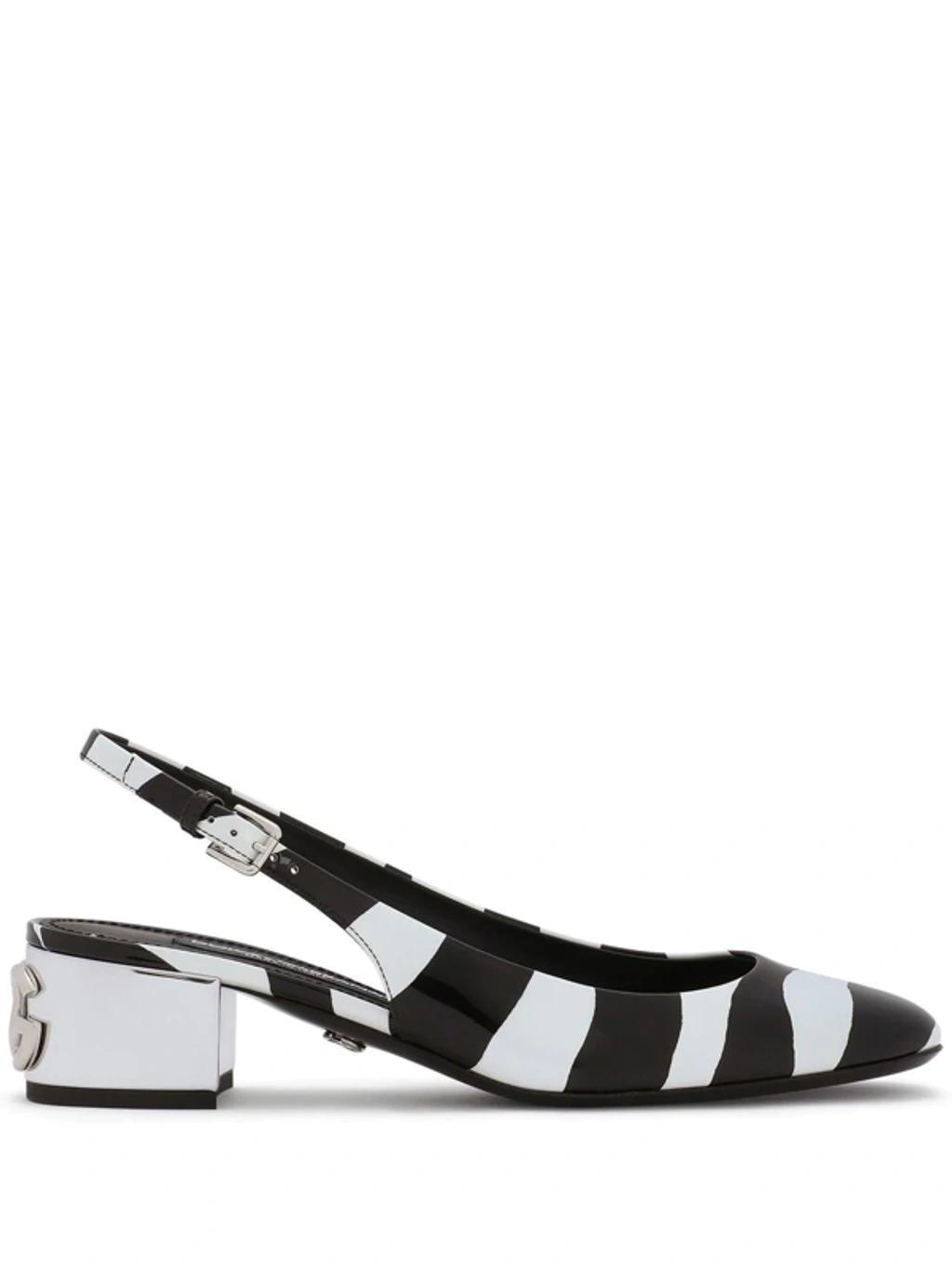 Stripe-print Mules In Black Product Image