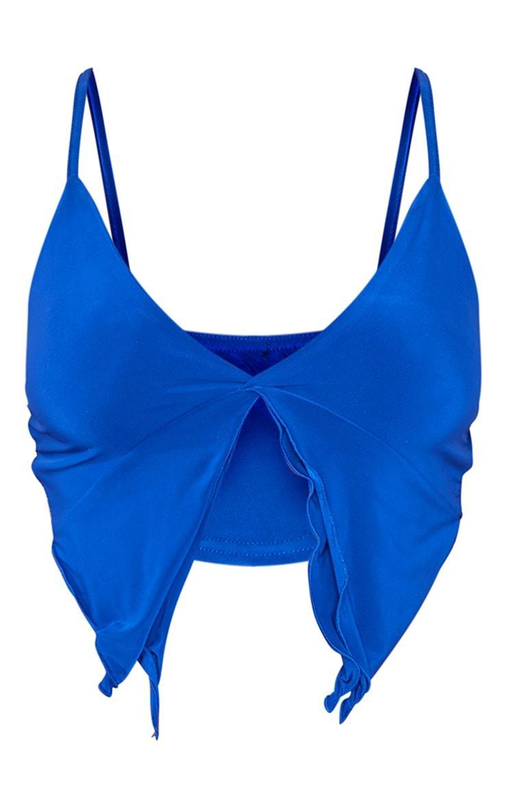 Blue Slinky Split Frill Crop Top Product Image