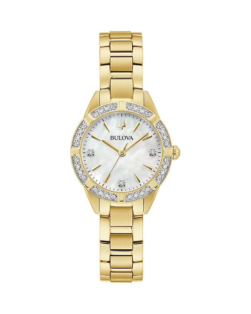 Bulova Womens Classic Sutton Diamond (1/20 ct. t.w. Stainless Steel Bracelet Watch 28mm - Gold-tone Product Image